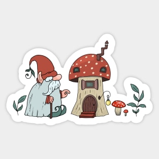 Gnome and House Fly Agaric Sticker